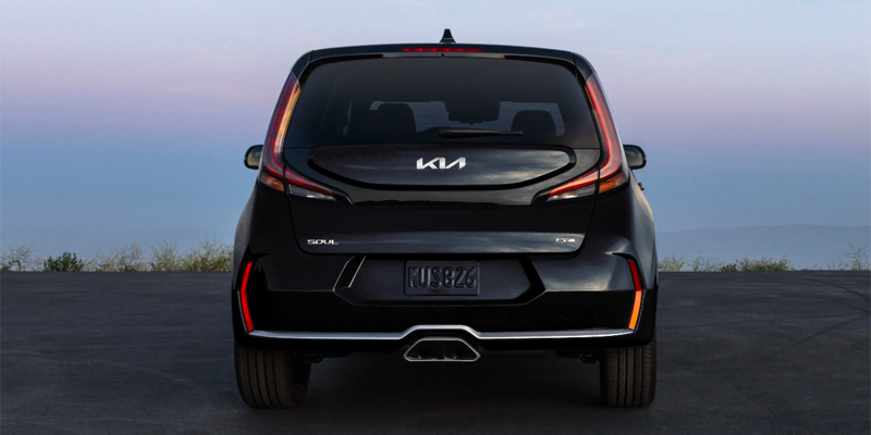Rear view of a black Kia Soul
